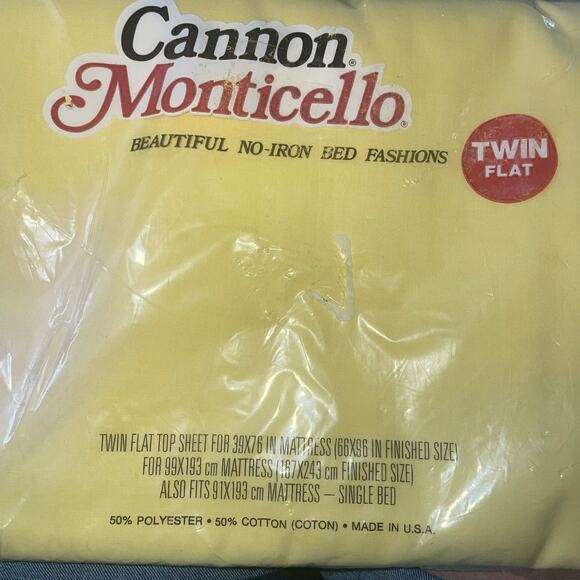 Vintage New old Stock Cannon Monticello yellow sheet Twin Flat - Picture 1 of 3